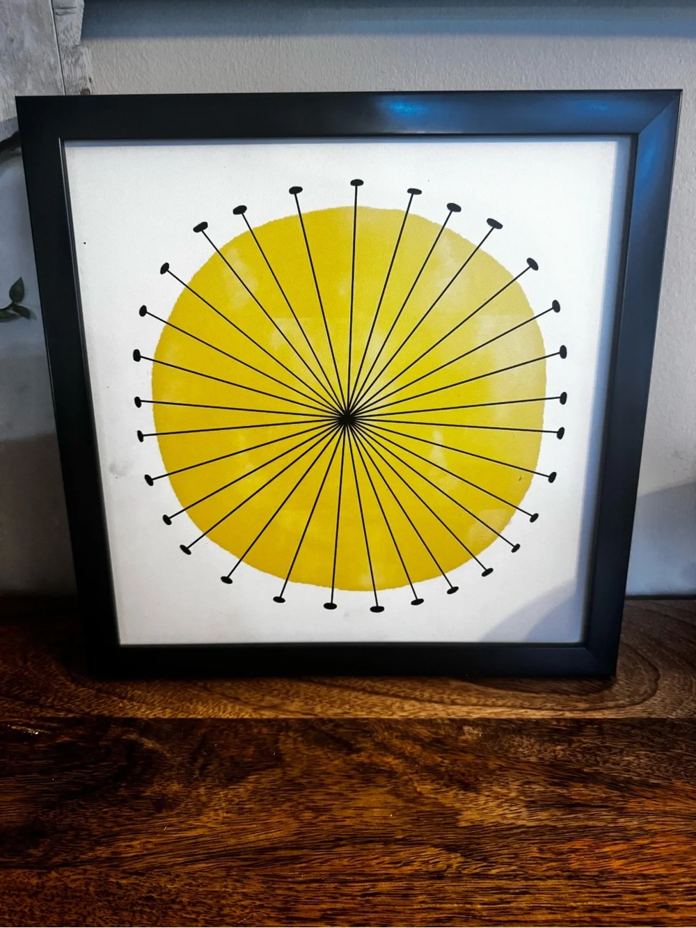 Sunburst Yellow Wall Art in Black Frame by
